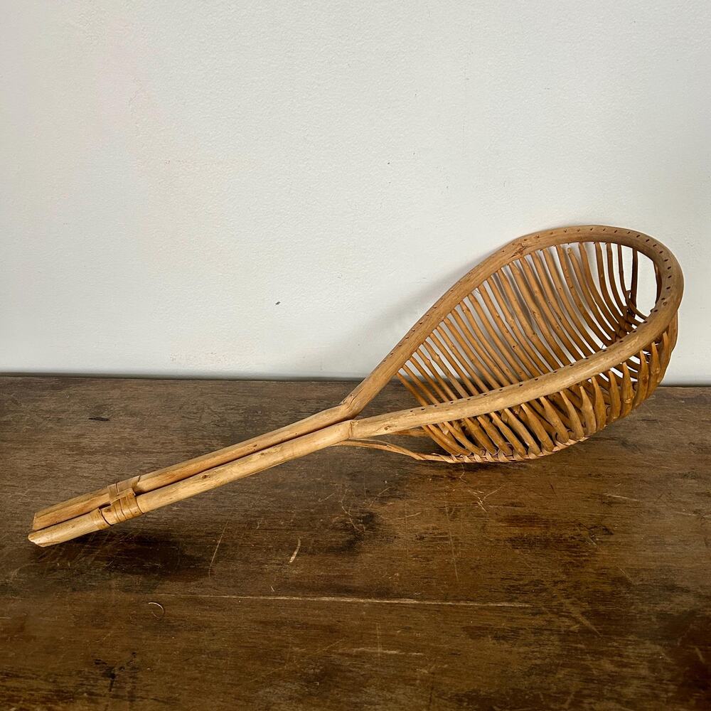 Vintage Hand-Woven Rattan Strainer | 1960s Wicker Colander | Rustic Cottage